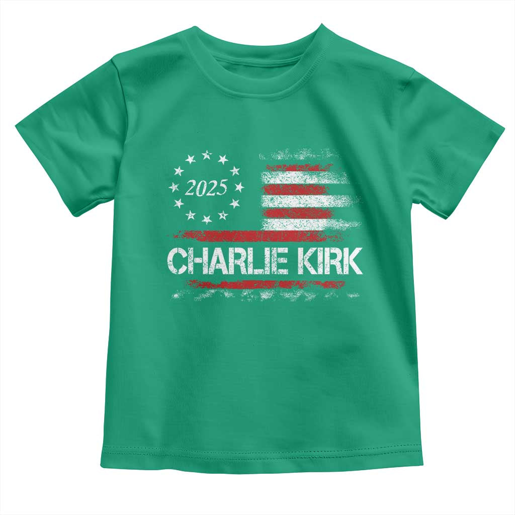 Charlie Kirk 2025 Toddler T Shirt Freedom Vintage American Flag - Wonder Print Shop