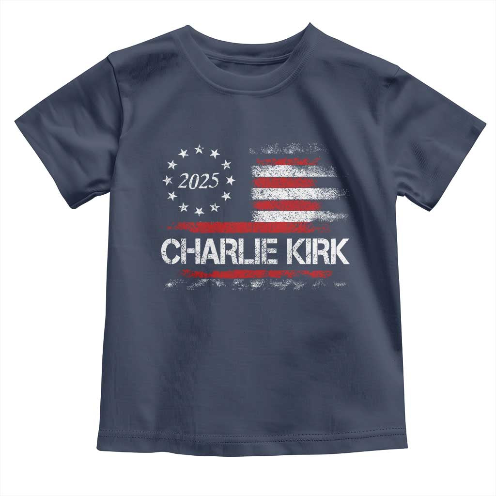Charlie Kirk 2025 Toddler T Shirt Freedom Vintage American Flag - Wonder Print Shop