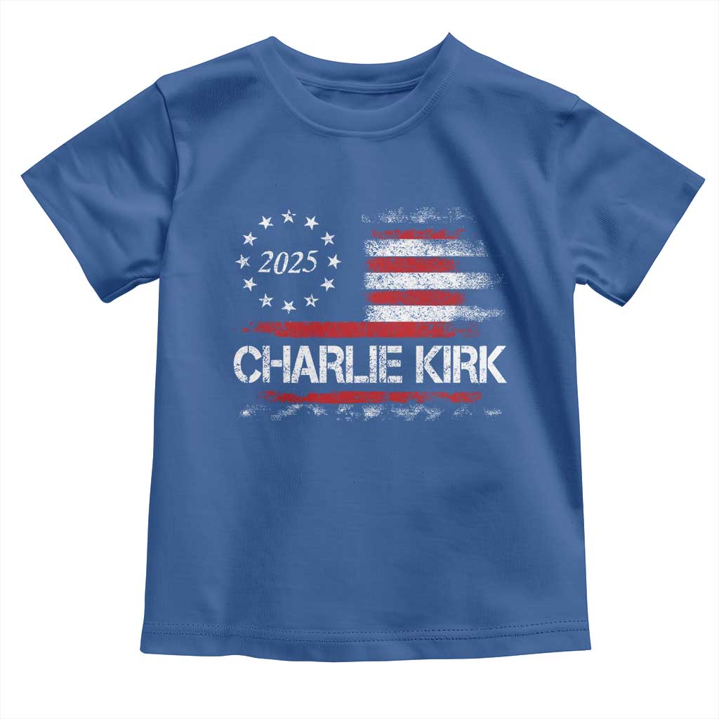Charlie Kirk 2025 Toddler T Shirt Freedom Vintage American Flag - Wonder Print Shop