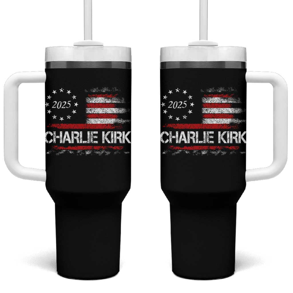 Charlie Kirk 2025 Tumbler With Handle Freedom Vintage American Flag - Wonder Print Shop