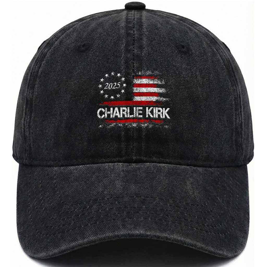 Charlie Kirk 2025 Washed Cotton Baseball Cap Freedom Vintage American Flag