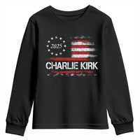 Charlie Kirk 2025 Youth Sweatshirt Freedom Vintage American Flag - Wonder Print Shop