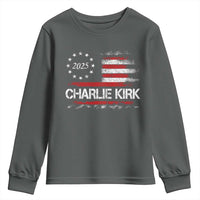 Charlie Kirk 2025 Youth Sweatshirt Freedom Vintage American Flag - Wonder Print Shop