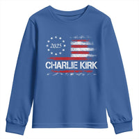Charlie Kirk 2025 Youth Sweatshirt Freedom Vintage American Flag - Wonder Print Shop