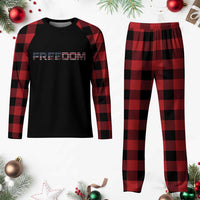 Freedom Patriotic Motivational Quote American Flag Plaid Pajama Set - Wonder Print Shop