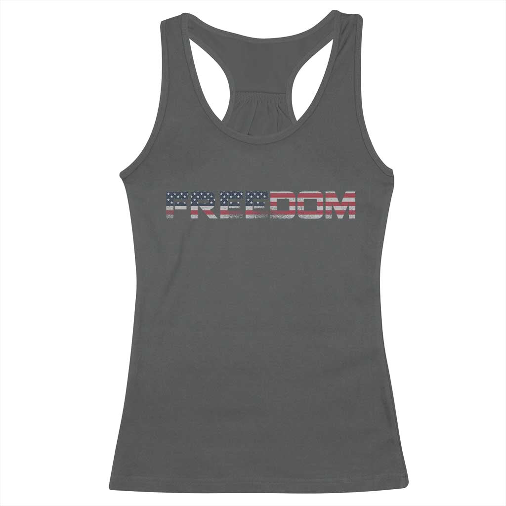 Freedom Patriotic Motivational Quote American Flag Racerback Tank Top - Wonder Print Shop
