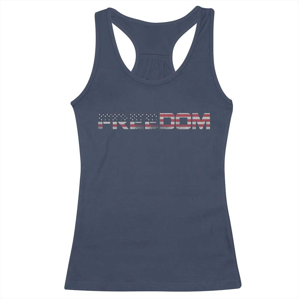 Freedom Patriotic Motivational Quote American Flag Racerback Tank Top - Wonder Print Shop