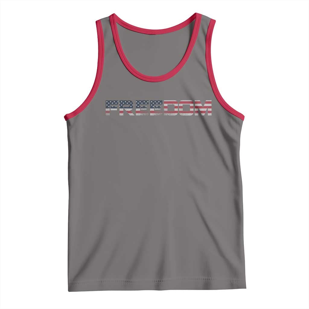 Freedom Patriotic Motivational Quote American Flag Tank Top - Wonder Print Shop