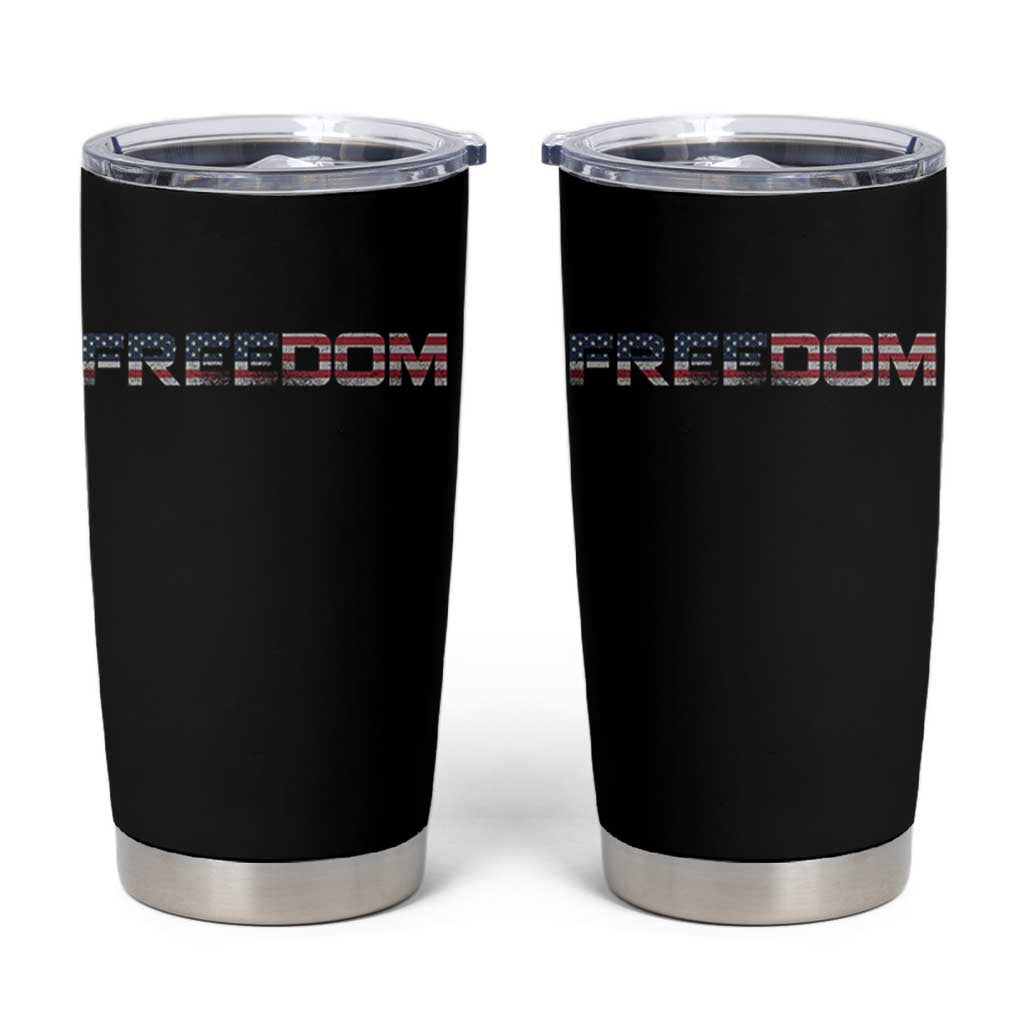 Freedom Patriotic Motivational Quote American Flag Tumbler Cup - Wonder Print Shop