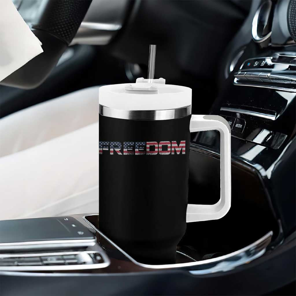 Freedom Patriotic Motivational Quote American Flag Tumbler With Handle - Wonder Print Shop