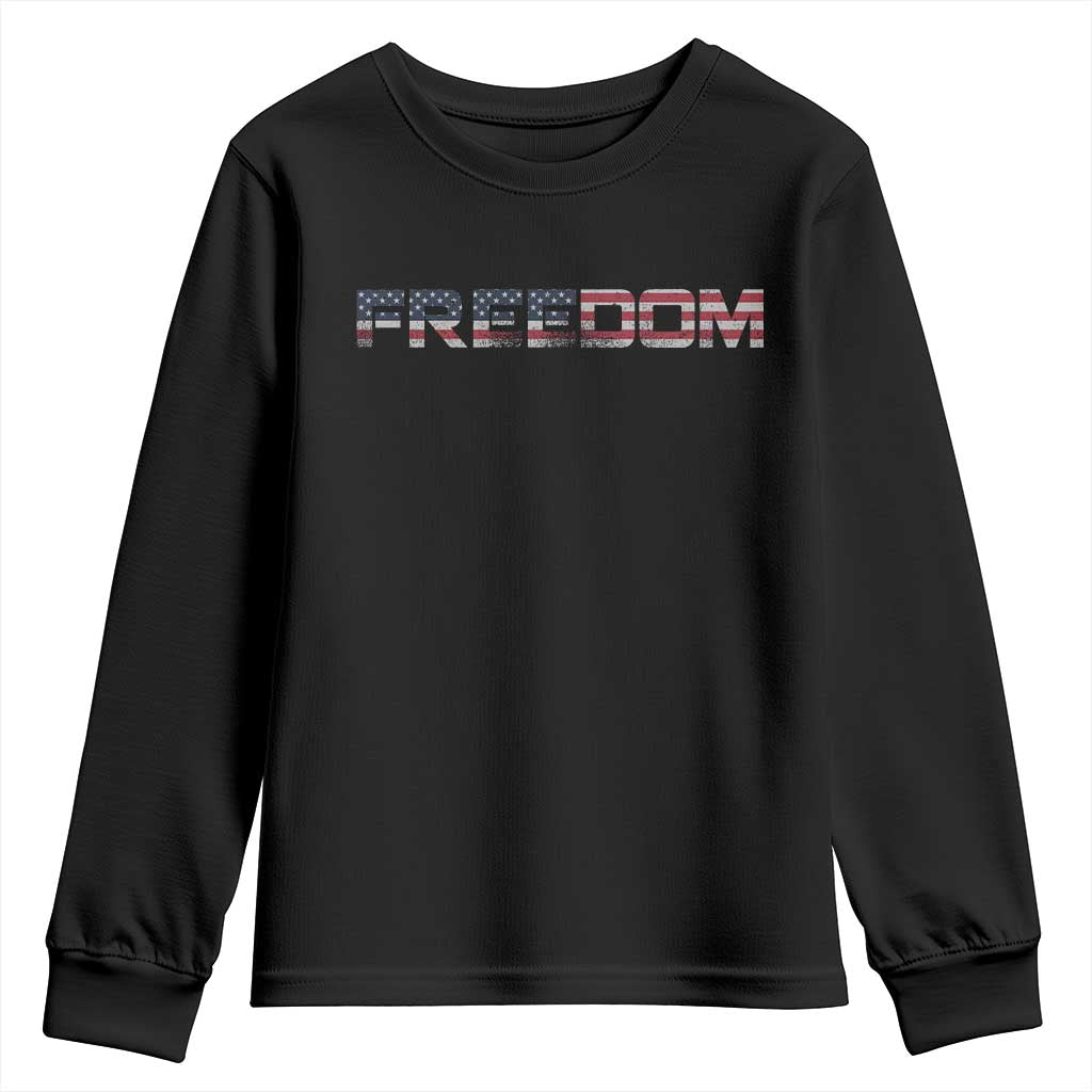 Freedom Patriotic Motivational Quote American Flag Youth Sweatshirt - Wonder Print Shop