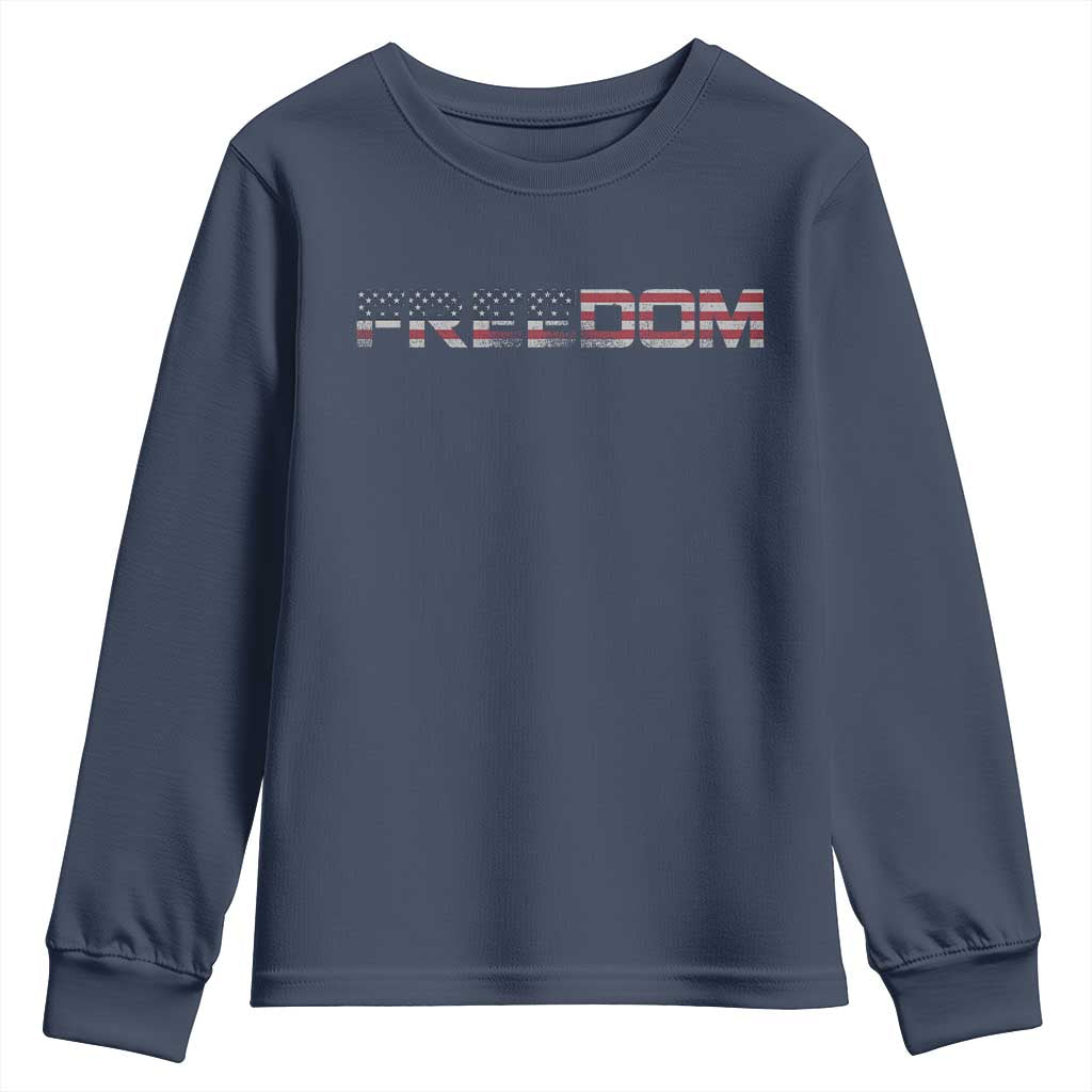Freedom Patriotic Motivational Quote American Flag Youth Sweatshirt - Wonder Print Shop