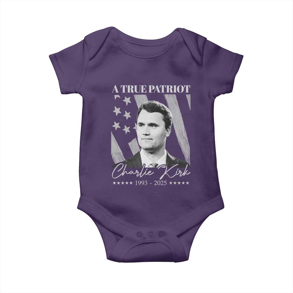 A True Patriot Charlie Kirk Baby Onesie Vintage American Flag - Wonder Print Shop