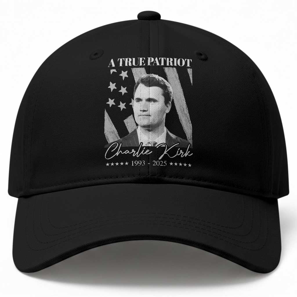 A True Patriot Charlie Kirk Baseball Cap Vintage American Flag