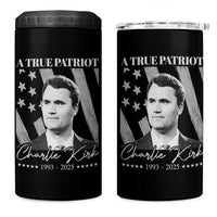 A True Patriot Charlie Kirk 4 in 1 Can Cooler Tumbler Vintage American Flag - Wonder Print Shop