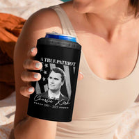 A True Patriot Charlie Kirk 4 in 1 Can Cooler Tumbler Vintage American Flag - Wonder Print Shop