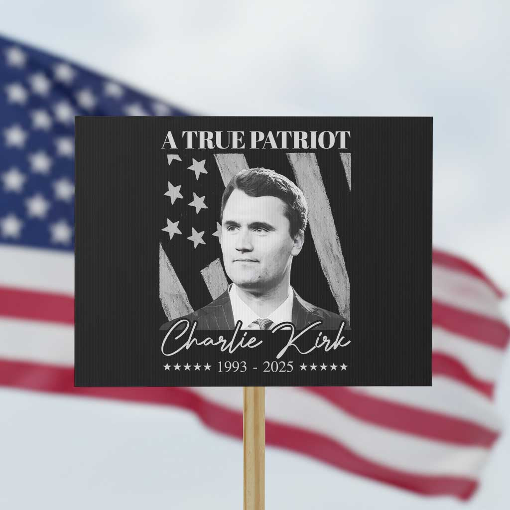 A True Patriot Charlie Kirk Protest Sign Vintage American Flag - Wonder Print Shop