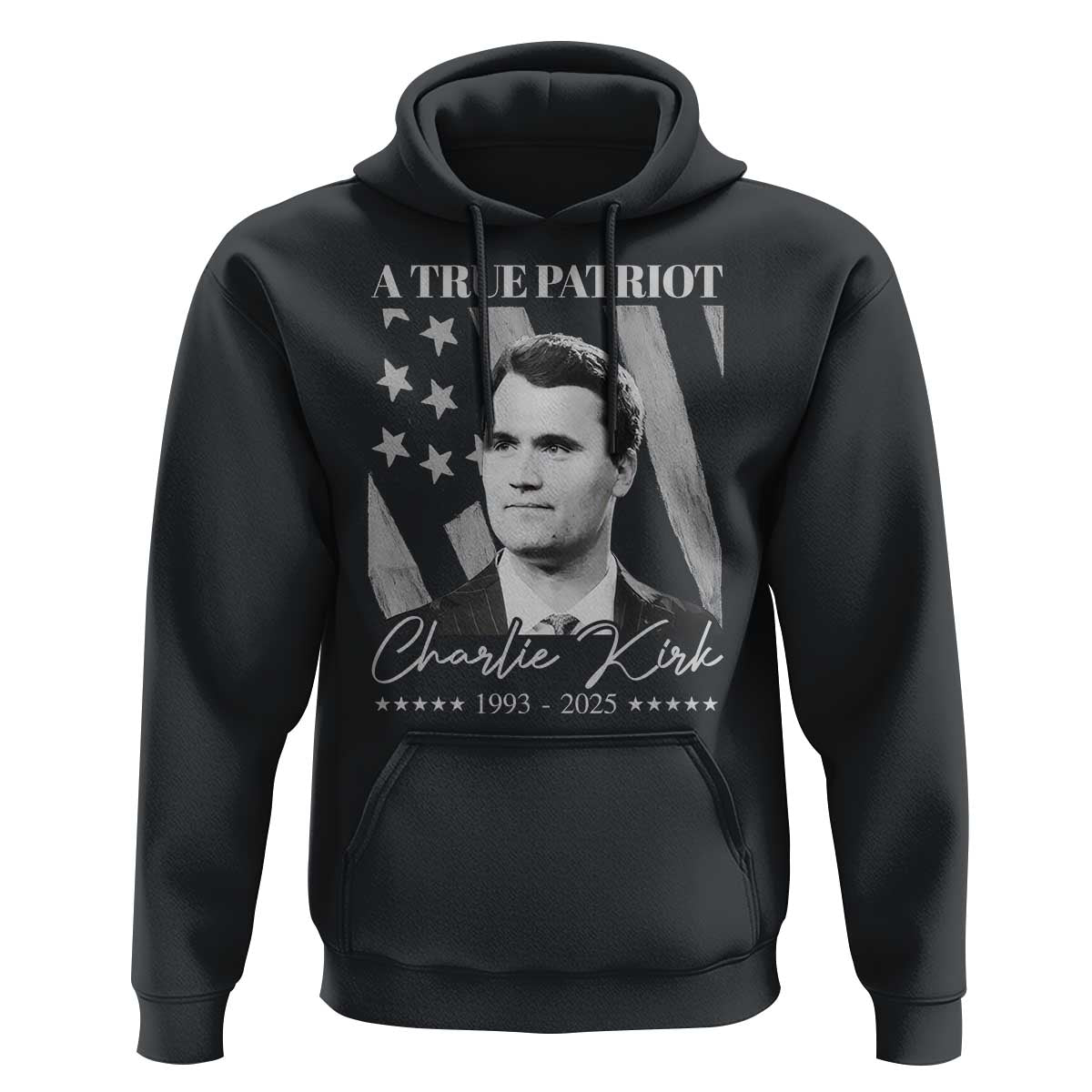 A True Patriot Charlie Kirk Hoodie Vintage American Flag - Wonder Print Shop