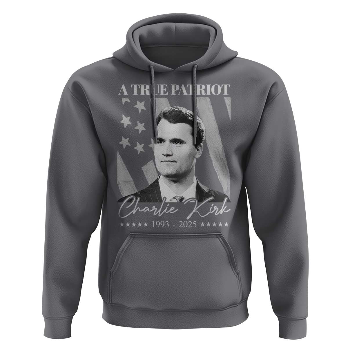 A True Patriot Charlie Kirk Hoodie Vintage American Flag - Wonder Print Shop