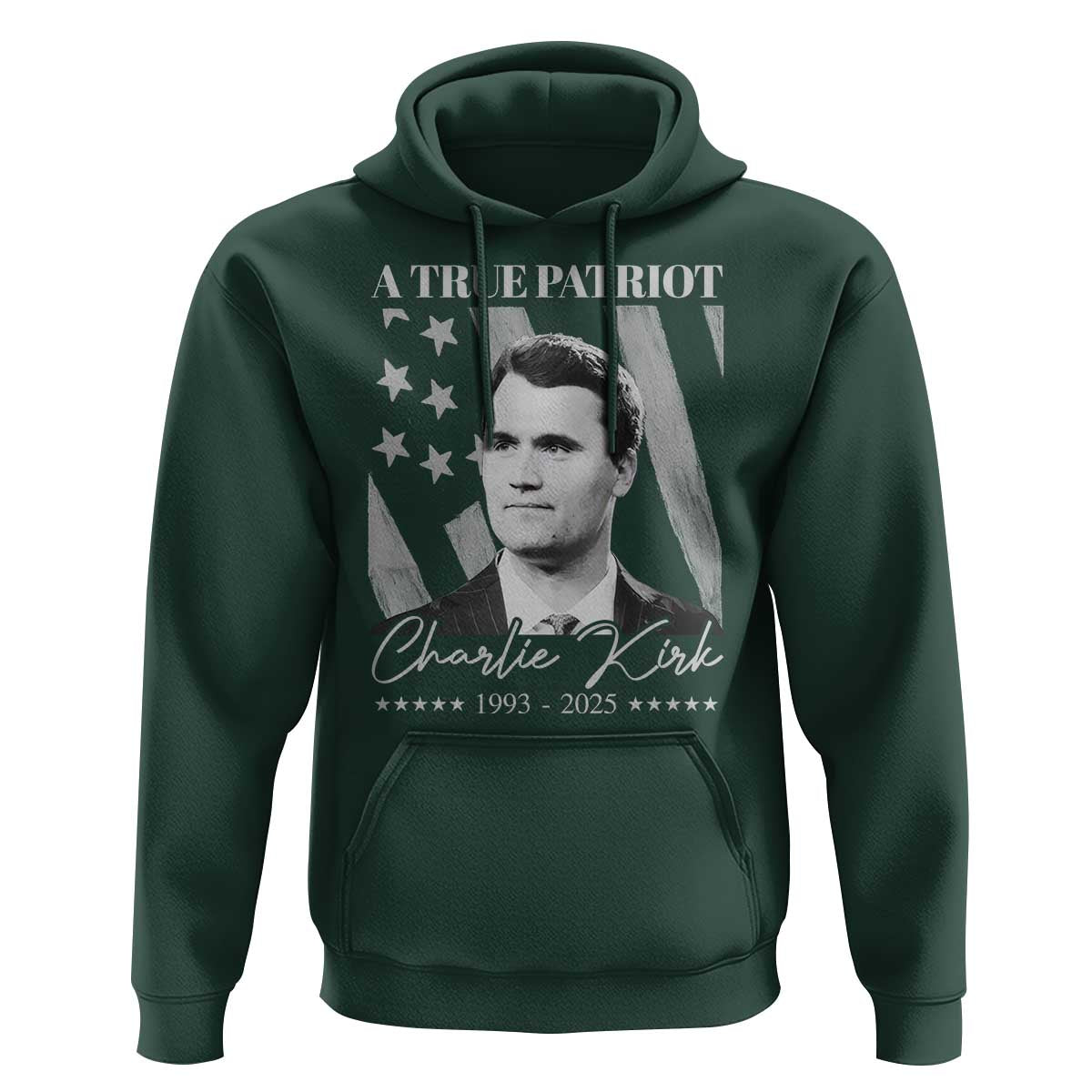 A True Patriot Charlie Kirk Hoodie Vintage American Flag - Wonder Print Shop