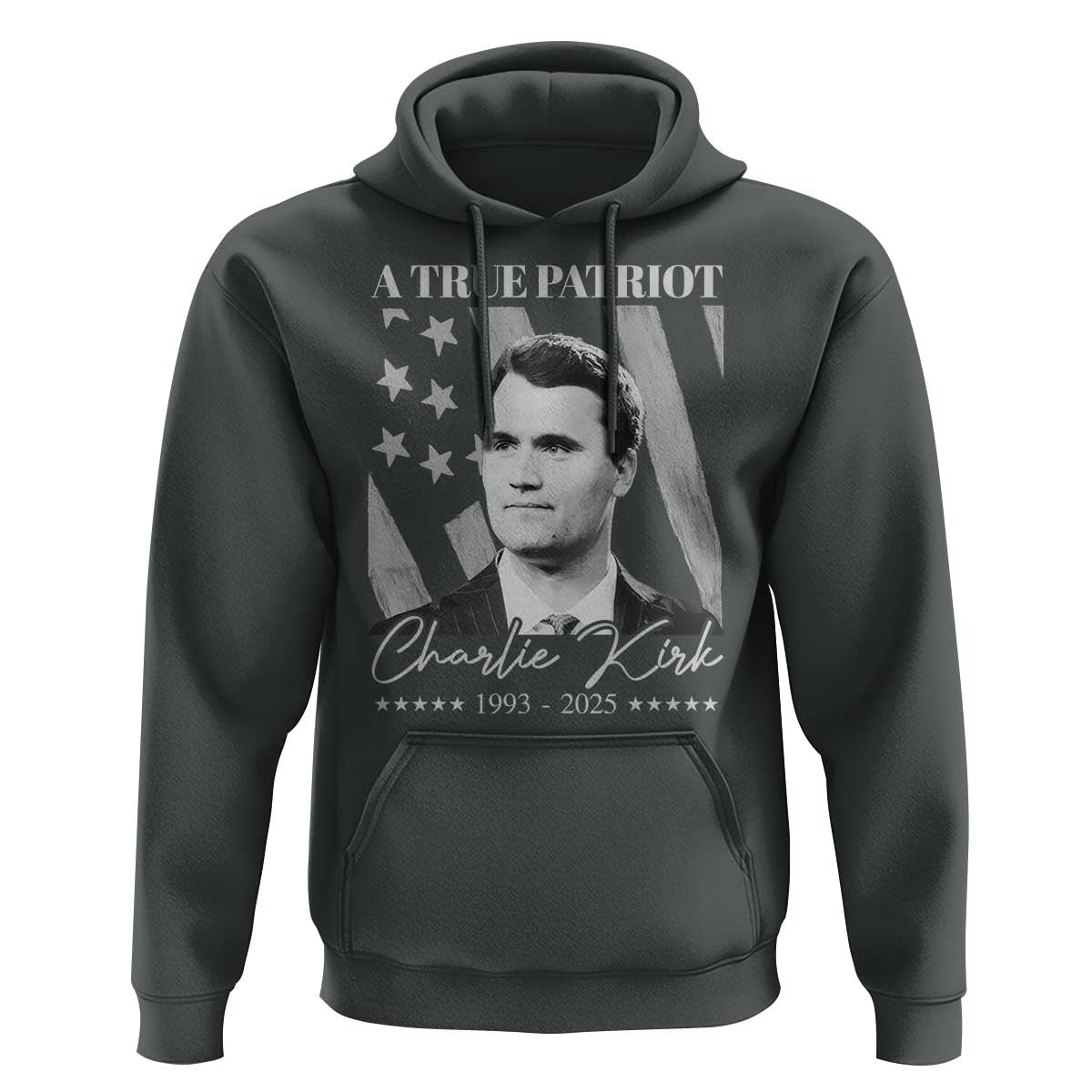 A True Patriot Charlie Kirk Hoodie Vintage American Flag - Wonder Print Shop