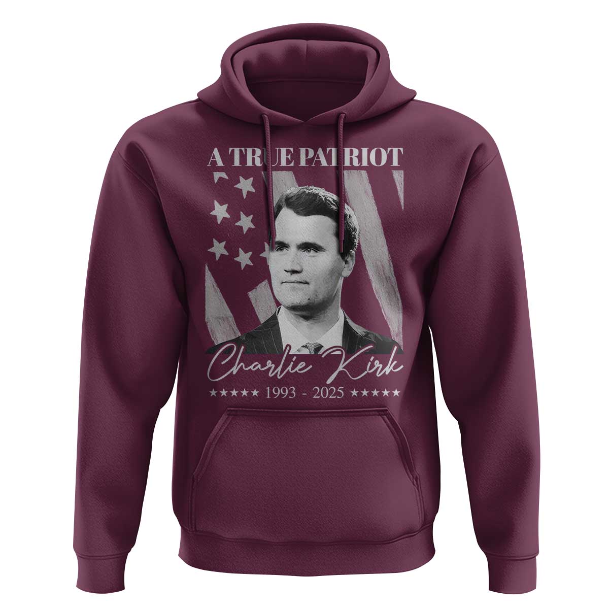 A True Patriot Charlie Kirk Hoodie Vintage American Flag - Wonder Print Shop