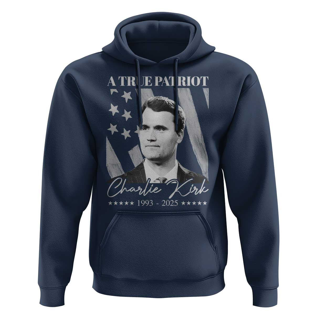 A True Patriot Charlie Kirk Hoodie Vintage American Flag - Wonder Print Shop