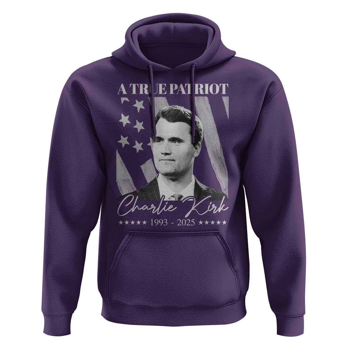 A True Patriot Charlie Kirk Hoodie Vintage American Flag - Wonder Print Shop