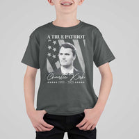 A True Patriot Charlie Kirk T Shirt For Kid Vintage American Flag - Wonder Print Shop
