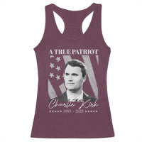 A True Patriot Charlie Kirk Racerback Tank Top Vintage American Flag - Wonder Print Shop