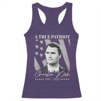 A True Patriot Charlie Kirk Racerback Tank Top Vintage American Flag - Wonder Print Shop