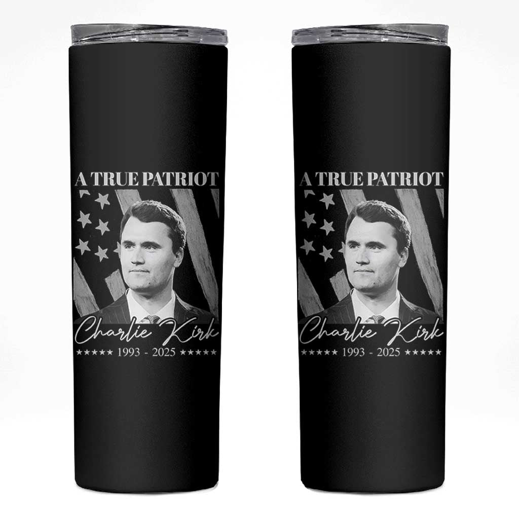 A True Patriot Charlie Kirk Skinny Tumbler Vintage American Flag - Wonder Print Shop