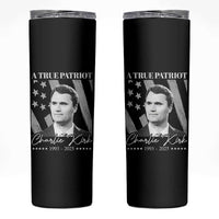 A True Patriot Charlie Kirk Skinny Tumbler Vintage American Flag - Wonder Print Shop