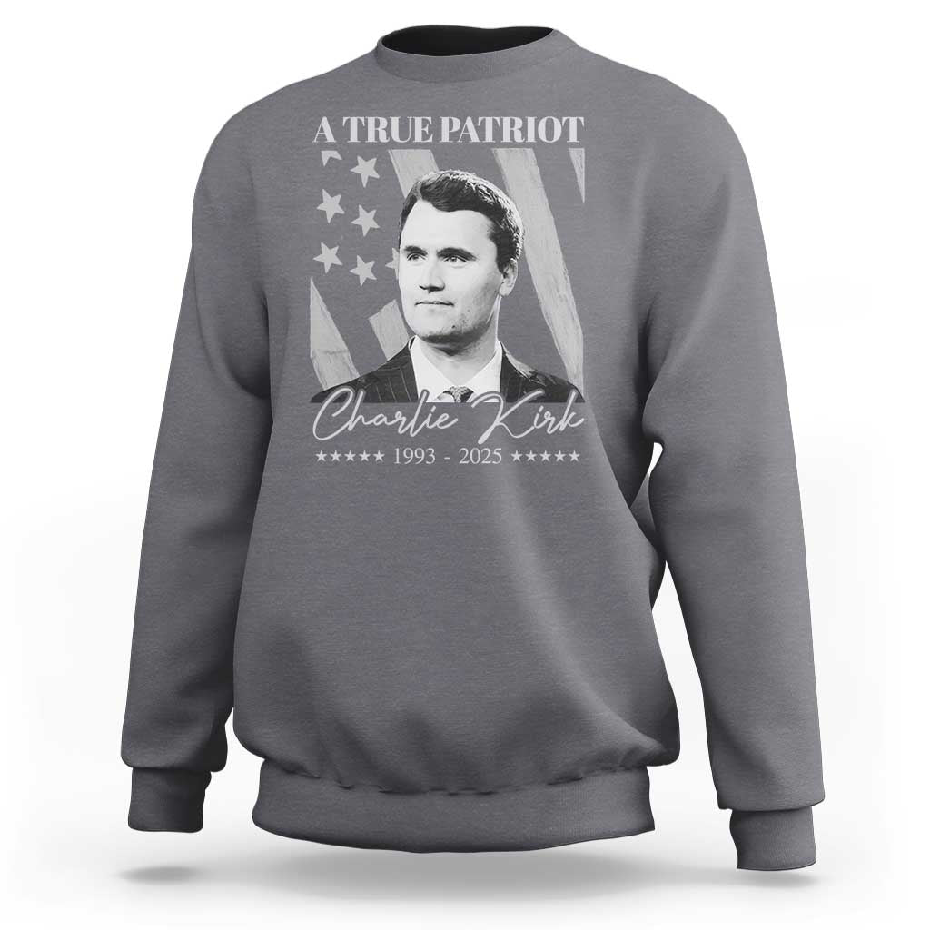 A True Patriot Charlie Kirk Sweatshirt Vintage American Flag - Wonder Print Shop