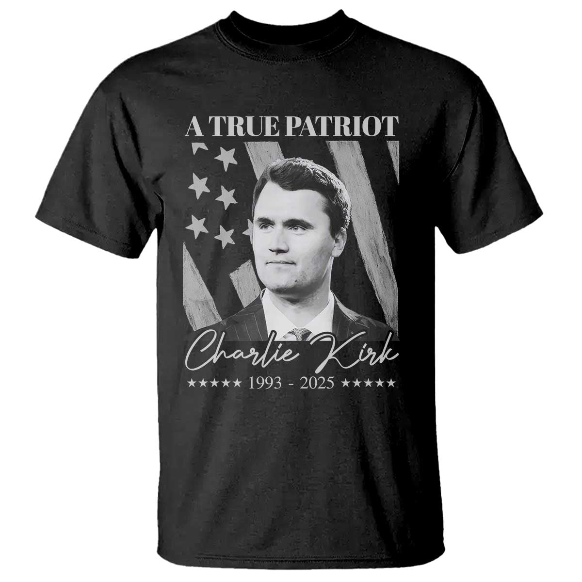 A True Patriot Charlie Kirk T Shirt Vintage American Flag - Wonder Print Shop