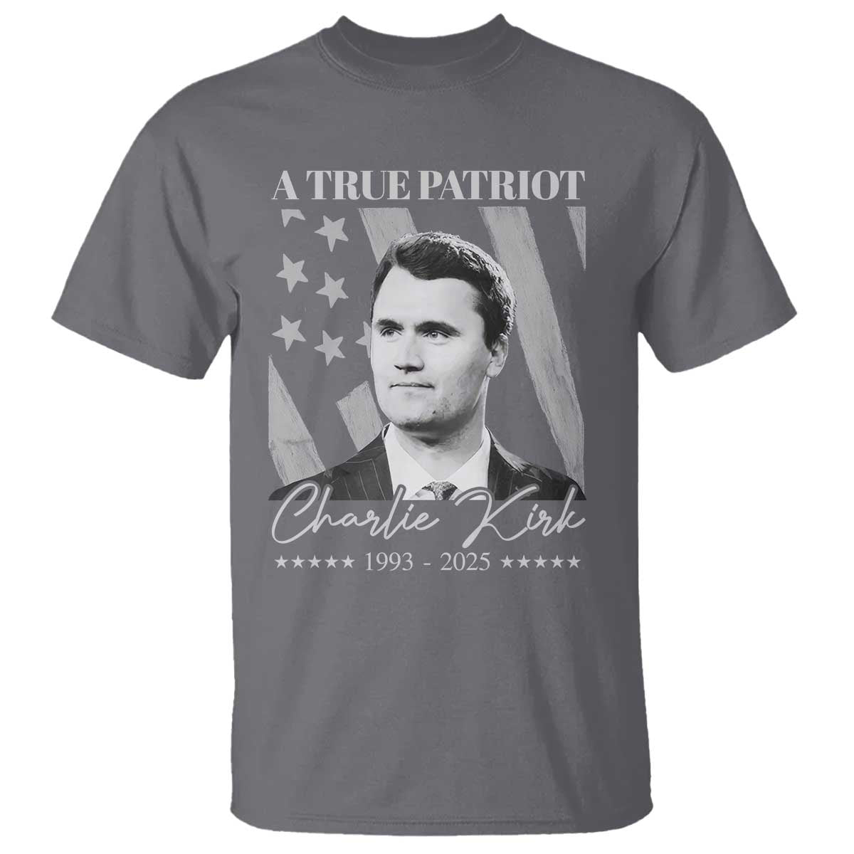 A True Patriot Charlie Kirk T Shirt Vintage American Flag - Wonder Print Shop