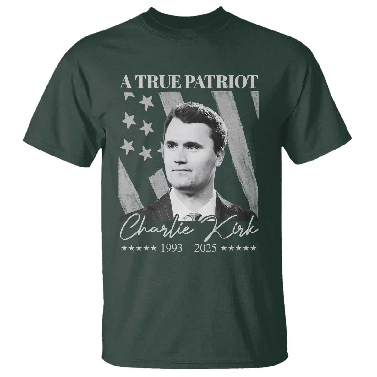 A True Patriot Charlie Kirk T Shirt Vintage American Flag - Wonder Print Shop