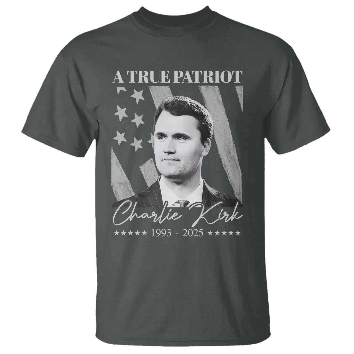 A True Patriot Charlie Kirk T Shirt Vintage American Flag - Wonder Print Shop