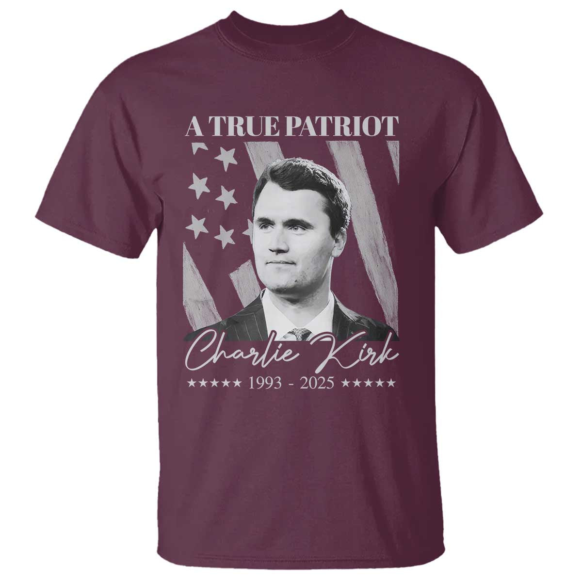 A True Patriot Charlie Kirk T Shirt Vintage American Flag - Wonder Print Shop