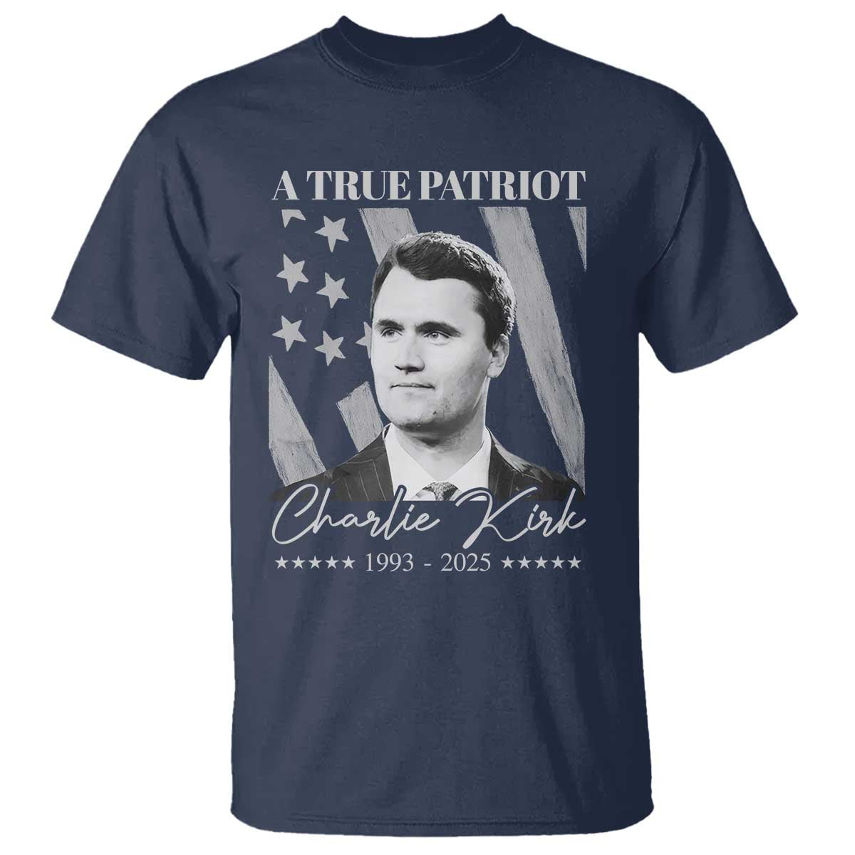 A True Patriot Charlie Kirk T Shirt Vintage American Flag - Wonder Print Shop