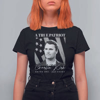 A True Patriot Charlie Kirk T Shirt For Women Vintage American Flag - Wonder Print Shop