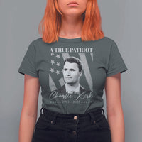 A True Patriot Charlie Kirk T Shirt For Women Vintage American Flag - Wonder Print Shop