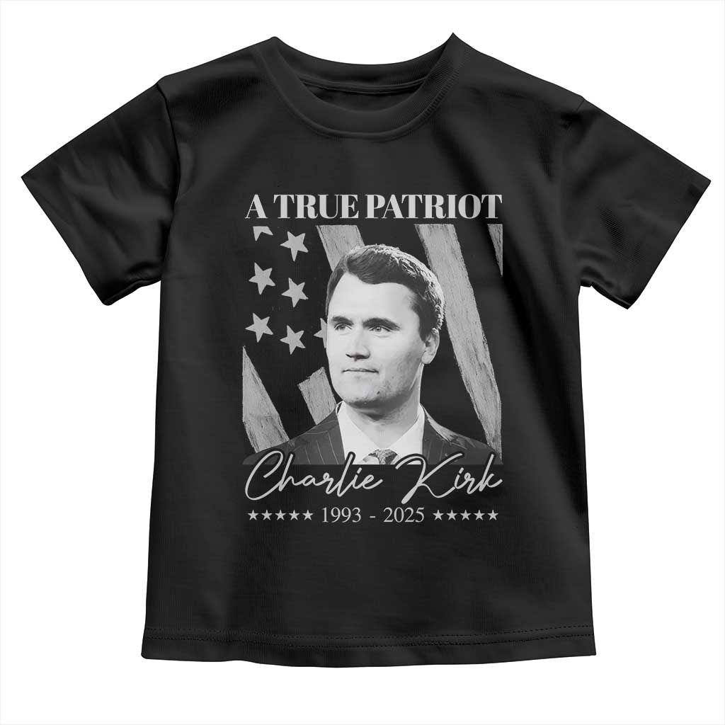 A True Patriot Charlie Kirk Toddler T Shirt Vintage American Flag - Wonder Print Shop