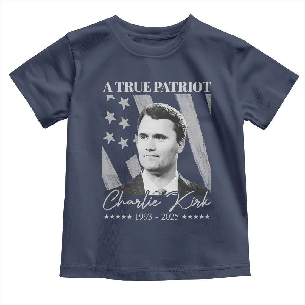 A True Patriot Charlie Kirk Toddler T Shirt Vintage American Flag - Wonder Print Shop