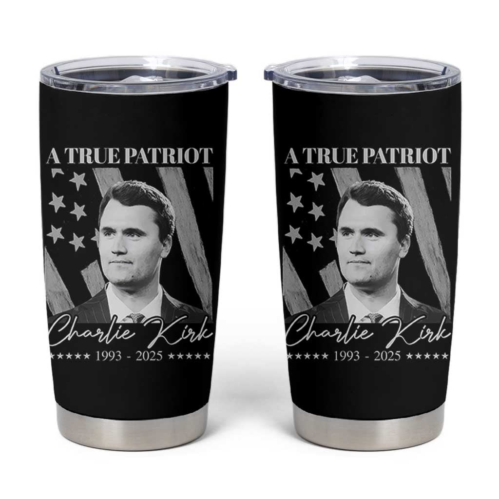 A True Patriot Charlie Kirk Tumbler Cup Vintage American Flag - Wonder Print Shop