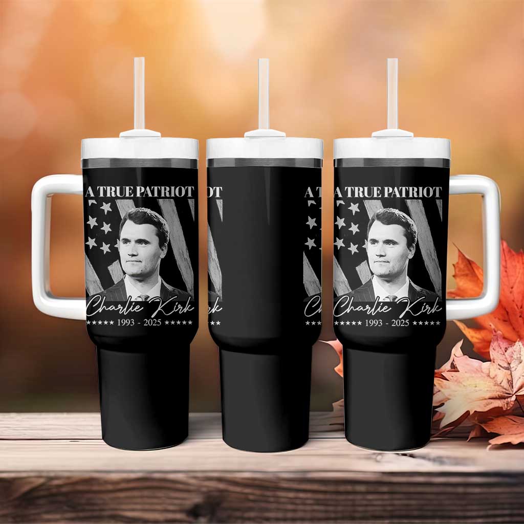 A True Patriot Charlie Kirk Tumbler With Handle Vintage American Flag - Wonder Print Shop