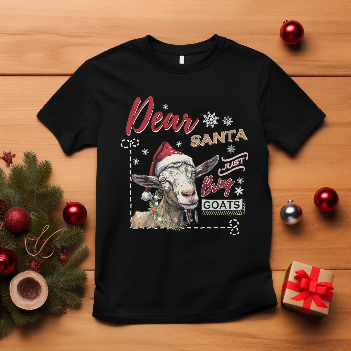 Funny Yule T Shirt Dear Santa Just Bring Goats Krampus - Wonder Print Shop