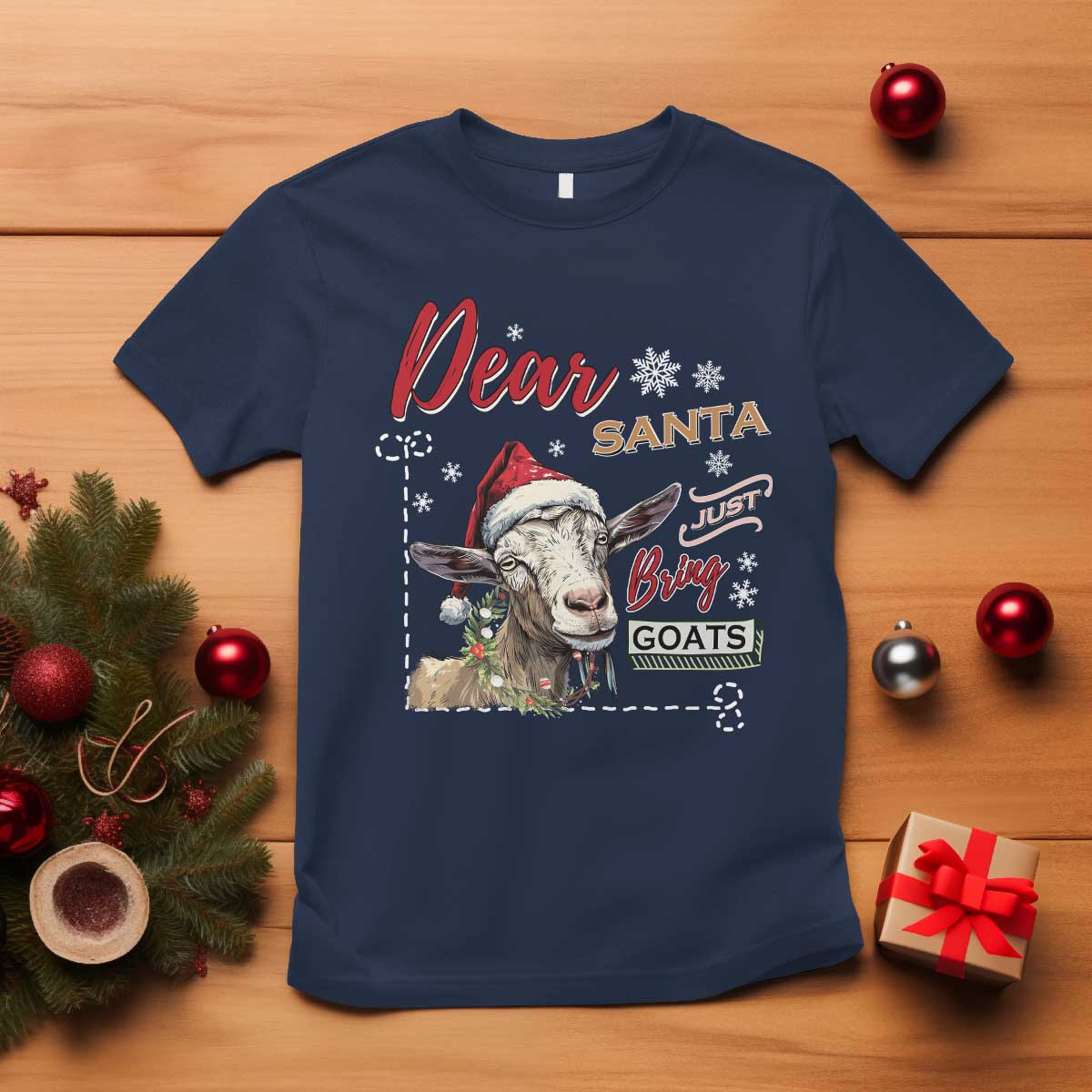 Funny Yule T Shirt Dear Santa Just Bring Goats Krampus - Wonder Print Shop