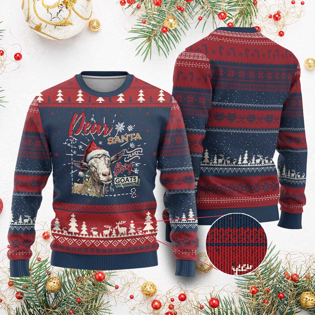 Funny Yule Ugly Christmas Sweater Dear Santa Just Bring Goats Krampus - Wonder Print Shop