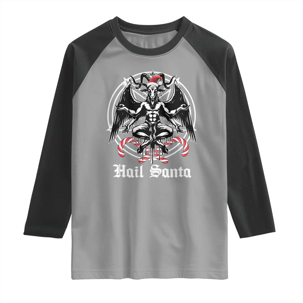 Hail Santa Gothic Christmas Raglan Shirt Baphomet Gothmas Pentagram - Wonder Print Shop